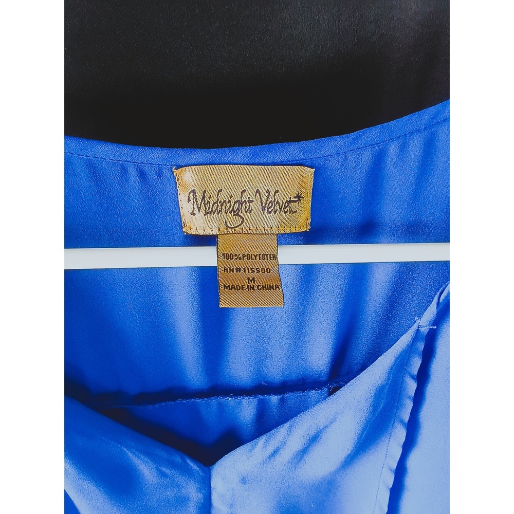 Midnight Velvet Womens Royal Blue High Low Sharkbite Hem Sleeveless Blouse M